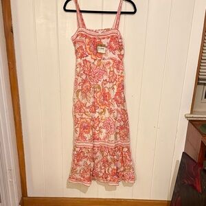 New w/ Tags. Blu Pepper Pink and Orange Floral Maxi Dress